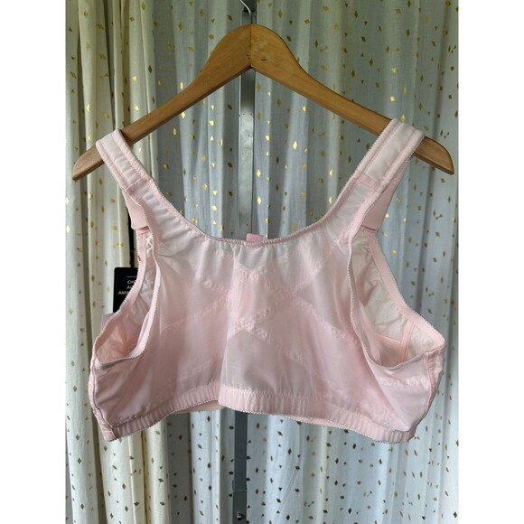 Comfort Choice NWT Pink Posture Support Front Hooks Wireless Lace Trim Bra 48B - Picture 4 of 10